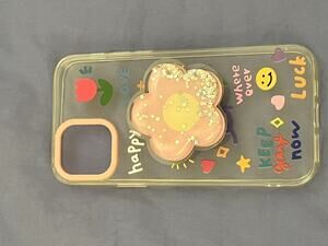 Clear Phone Case with Cute Flower Pop Grip and Colorful Design  📖 Description